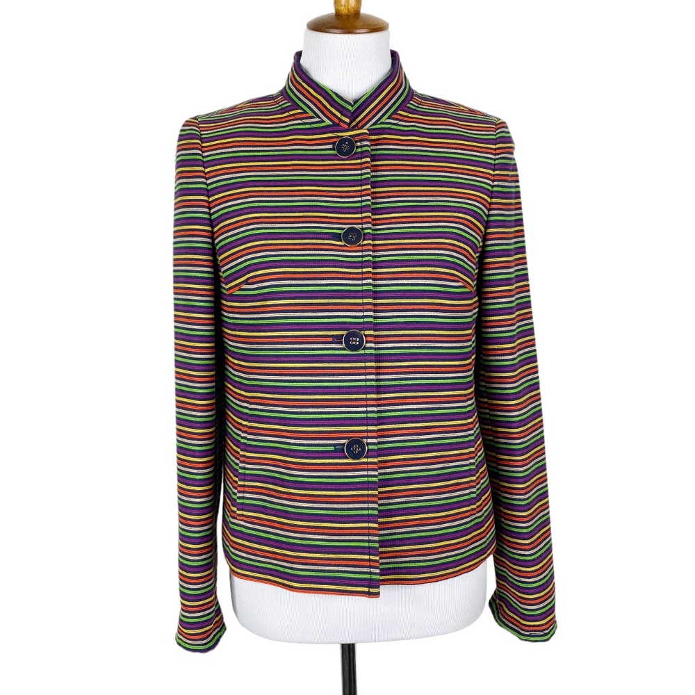 Talbots Blazer Rainbow Striped Womens Sz. 2 Long Sleeves